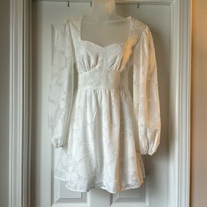 White Long-Sleeved Mini Dress